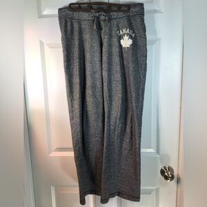Roots Heather Gray Joggers with White Maple Leaf